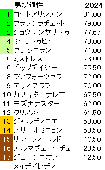 2024　阪神ＪＦ　馬場適性指数